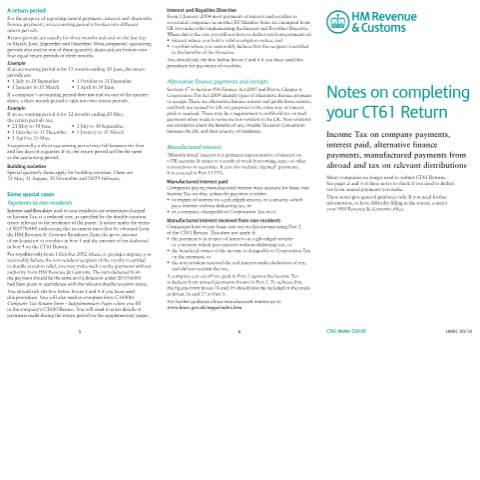 Document preview: Corporation Tax: return of Income Tax on company payments (CT61) — HM Revenue & Customs, United Kingdom