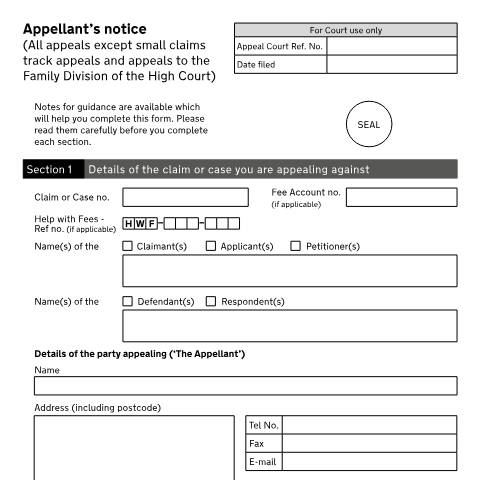 Document preview: Give details of your appeal to the court: Form N161 — HM Courts & Tribunals Service, United Kingdom
