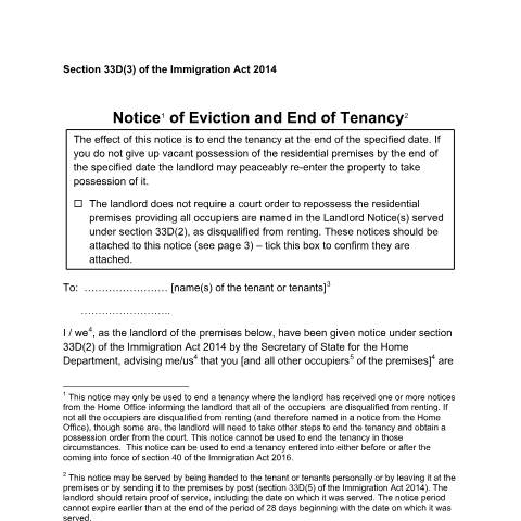 Document preview: Notice of eviction and end of tenancy — Ministry of Housing, Communities & Local Government (2018 to 2021), United Kingdom