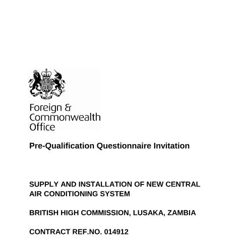 Document preview: Pre-Qualification Questionnaire Invitation — Foreign & Commonwealth Office, United Kingdom