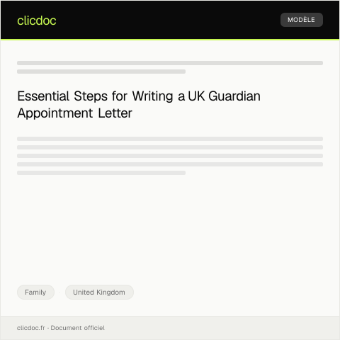 Document preview: UK Guardian Appointment Letter — Family, United Kingdom