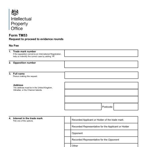 Document preview: Request to proceed to evidence rounds — Intellectual Property Office, United Kingdom