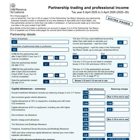 Document preview: Self Assessment: Partnership Trading and Professional Income (SA800(TP)) — HM Revenue & Customs, United Kingdom