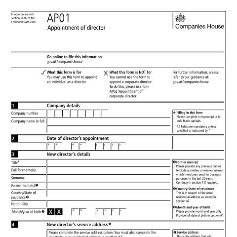 Document preview: Appointment for UK Societas and restoration — Companies House, United Kingdom