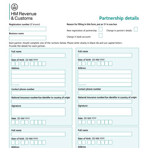 Document preview: Provide partnership details when you register for VAT — HM Revenue & Customs, United Kingdom