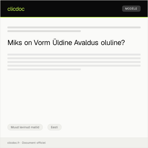 Document preview: Vorm Üldine Avaldus Digi- ja Andmekaitse Asutusele — Muud levinud mallid, Eesti