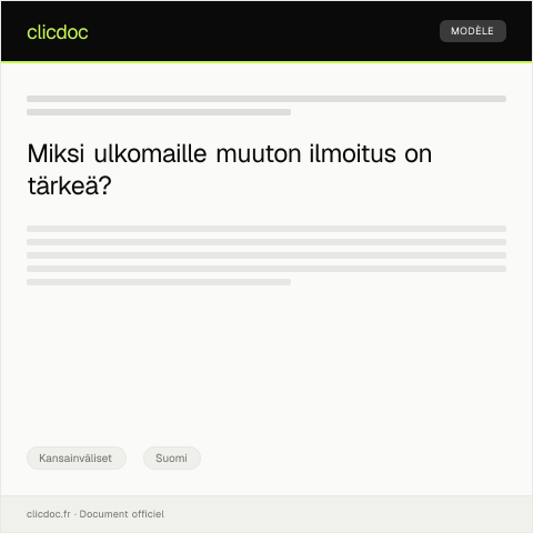 Document preview: Ulkomaille muuton ilmoitus — Kansainväliset, Suomi