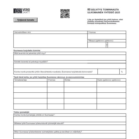 Document preview: 80 Selvitys toiminnasta – ulkomainen yhteisö (3099) — 80 Selvitys toiminnasta – ulkomainen yhteisö (3099), Suomi (CERFA n°Vero 3099)