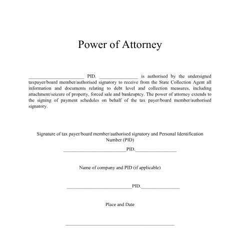 Document preview: Power of attorney — Innheimta, Ísland