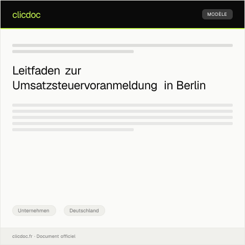 Dokumentvorschau: Umsatzsteuervoranmeldung beim Finanzamt Berlin abgeben — Unternehmen, Deutschland