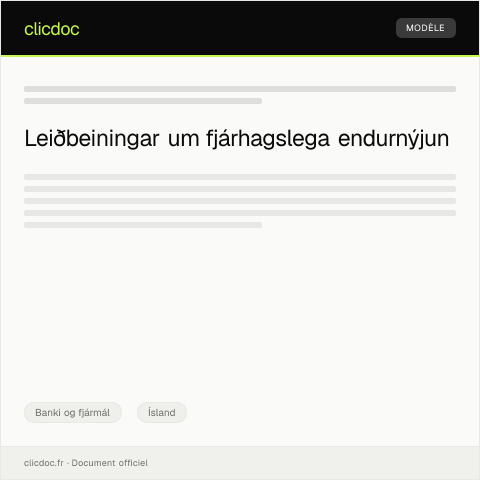 Document preview: Umsókn um fjárhagslega endurnýjun — Banki og fjármál, Ísland