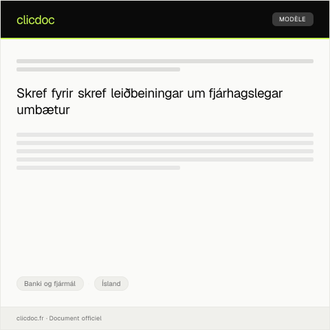 Document preview: Umsókn um fjárhagslegar umbætur — Banki og fjármál, Ísland