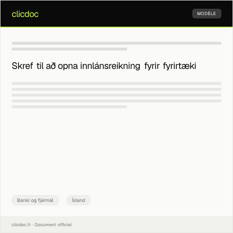 Document preview: Umsókn um innlánshlutdeild fyrirtækja — Banki og fjármál, Ísland