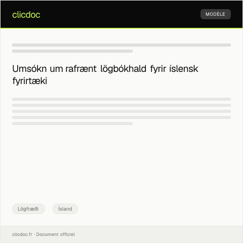 Document preview: Skila umsókn um rafrænt lögbókhald — Lögfræði, Ísland