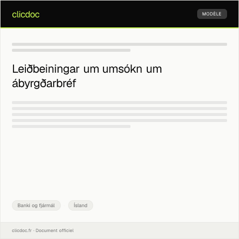 Document preview: Umsókn um ábyrgðarbréf — Banki og fjármál, Ísland