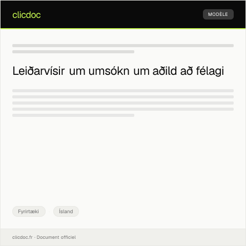 Document preview: Umsókn um aðild að félagi — Fyrirtæki, Ísland