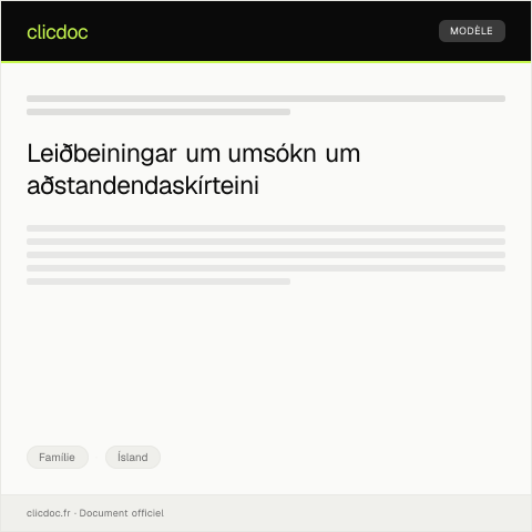 Document preview: Umsókn um aðstandendaskírteini — Famílie, Ísland