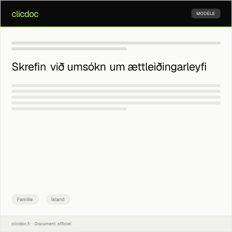 Document preview: Umsókn um ættleiðingarleyfi — Famílie, Ísland