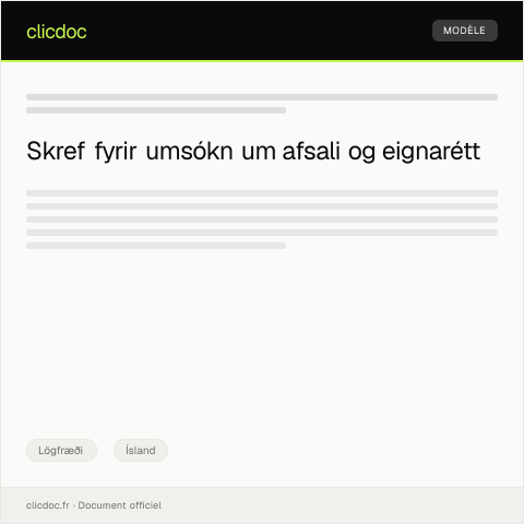 Document preview: Umsókn um afsali og eignarétt — Lögfræði, Ísland