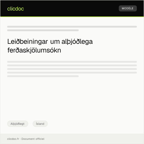 Document preview: Umsókn um alþjóðlegt ferðaskjöl — Alþjóðlegt, Ísland