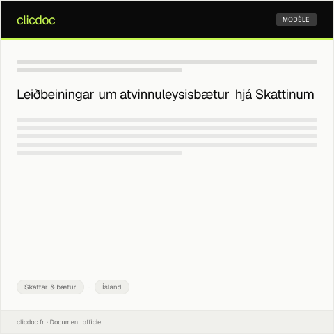 Document preview: Umsókn um atvinnuleysisbætur — Skattar & bætur, Ísland