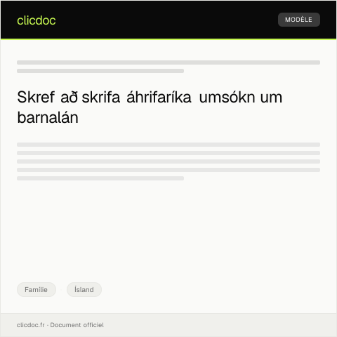 Document preview: Umsókn um barnalán — Famílie, Ísland