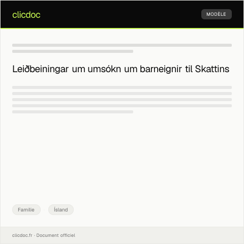 Document preview: Umsókn um barneignir — Familie, Ísland