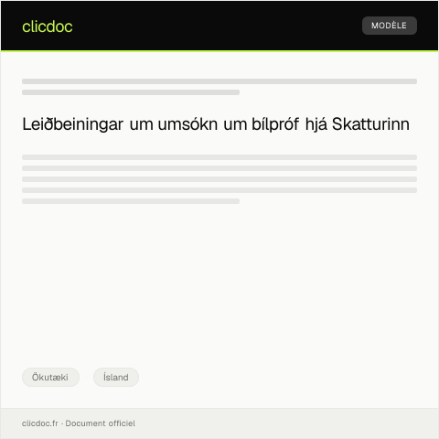 Document preview: Umsókn um bílpróf eða ökuréttindi — Ökutæki, Ísland