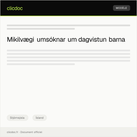 Document preview: Umsókn um dagvistun barna — Stjórnsýsla, Ísland