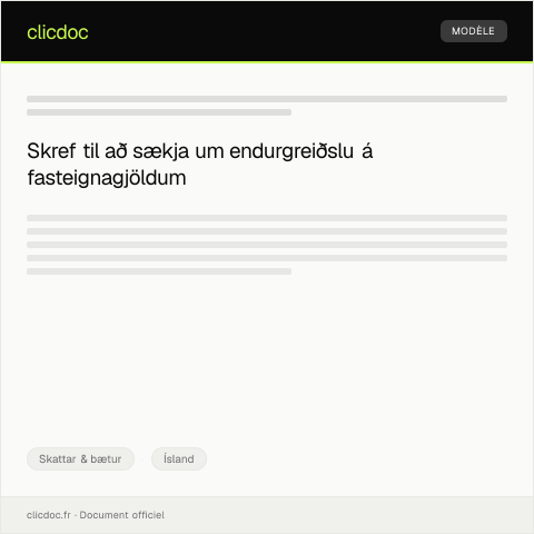 Document preview: Umsókn um endurgreiðslu á fasteignagjöldum — Skattar & bætur, Ísland