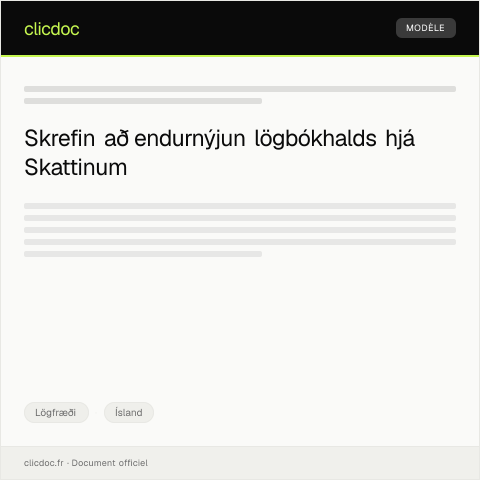 Document preview: Umsókn um endurnýjun lögbókhalds — Lögfræði, Ísland