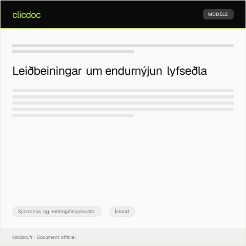 Document preview: Umsókn um endurnýjun lyfseðla — Sjúkrahús og heilbrigðisþjónusta, Ísland