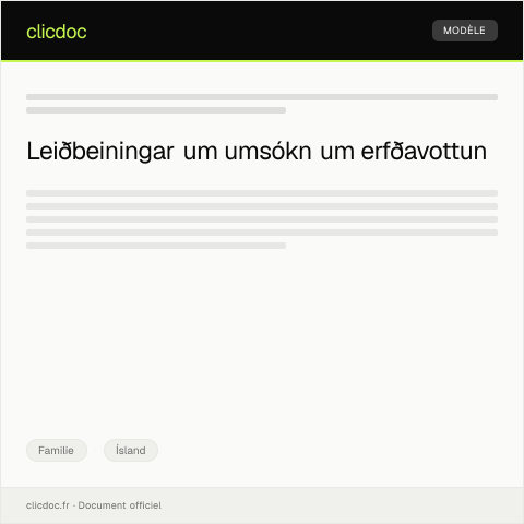 Document preview: Umsókn um erfðavottun — Familie, Ísland