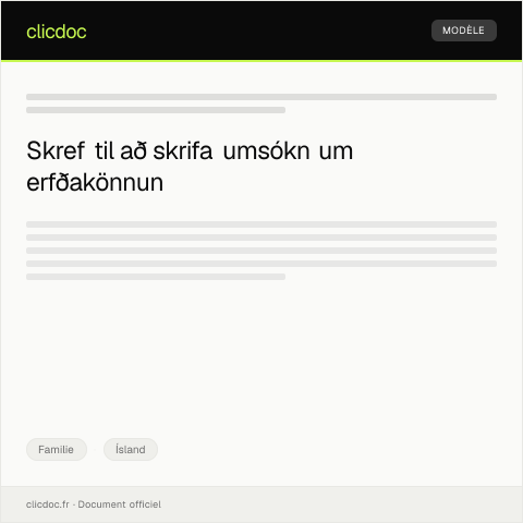 Document preview: Umsókn um erfðakönnun — Familie, Ísland