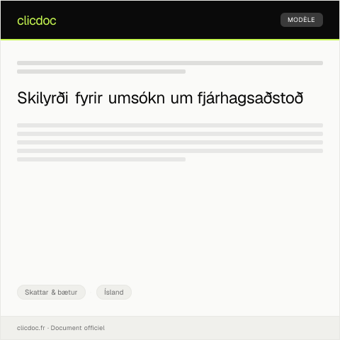 Document preview: Umsókn um fjárhagsaðstoð — Skattar & bætur, Ísland