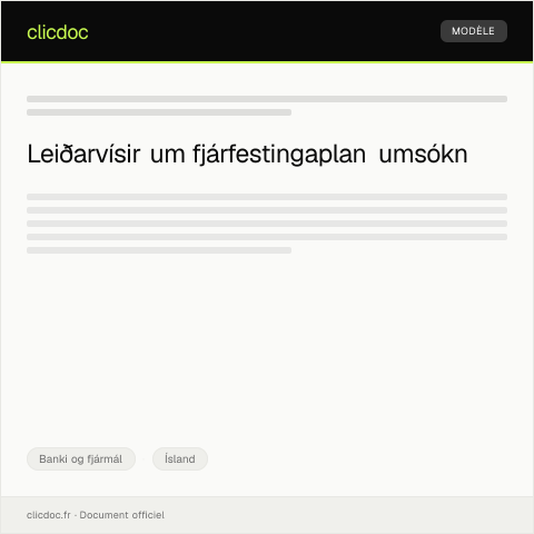 Document preview: Umsókn um fjárfestingaplan — Banki og fjármál, Ísland