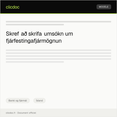 Document preview: Umsókn um fjárfestingafjármögnun — Banki og fjármál, Ísland