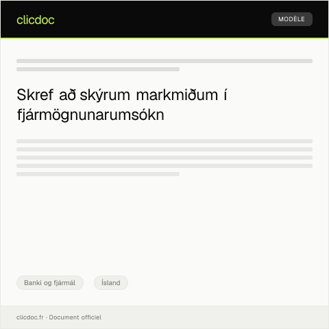 Document preview: Umsókn um fjármögnunarleiðir — Banki og fjármál, Ísland