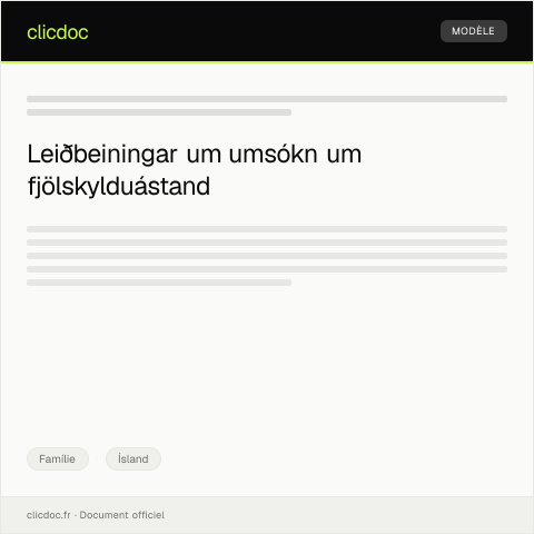 Document preview: Umsókn um fjölskylduástand — Famílie, Ísland