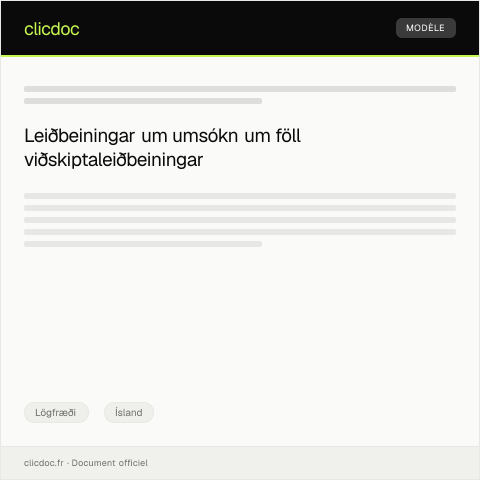 Document preview: Umsókn um föll viðskiptaleiðbeiningar — Lögfræði, Ísland