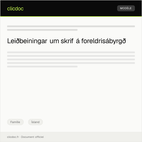 Document preview: Umsókn um foreldrisábyrgð — Famílie, Ísland