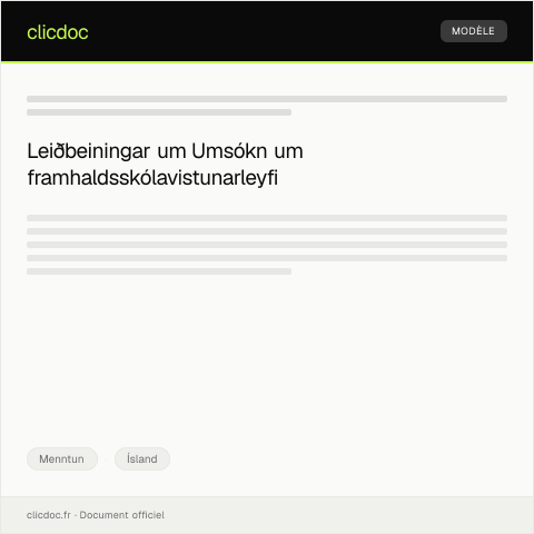 Document preview: Umsókn um framhaldsskólavistunarleyfi — Menntun, Ísland