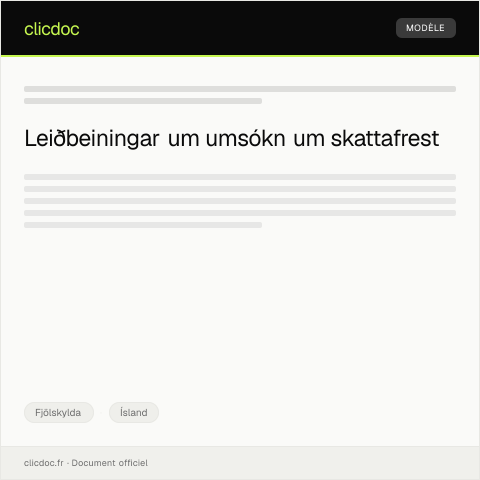 Document preview: Umsókn um frest á greiðslu skatta — Fjölskylda, Ísland