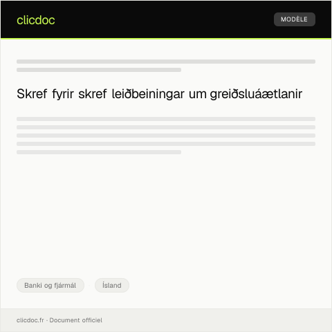 Document preview: Umsókn um greiðsluáætlanir — Banki og fjármál, Ísland
