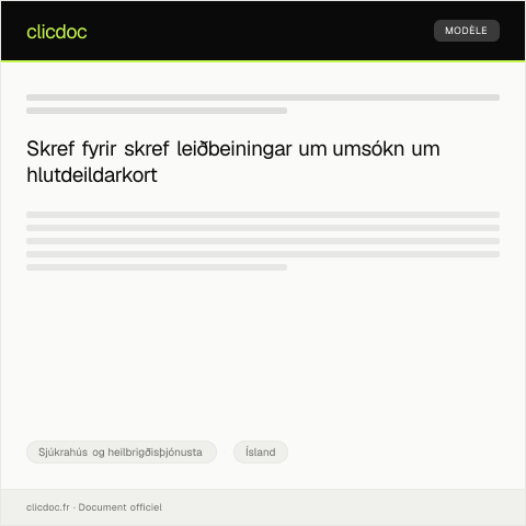 Document preview: Umsókn um hlutdeildarkort í heilbrigðiskerfinu — Sjúkrahús og heilbrigðisþjónusta, Ísland