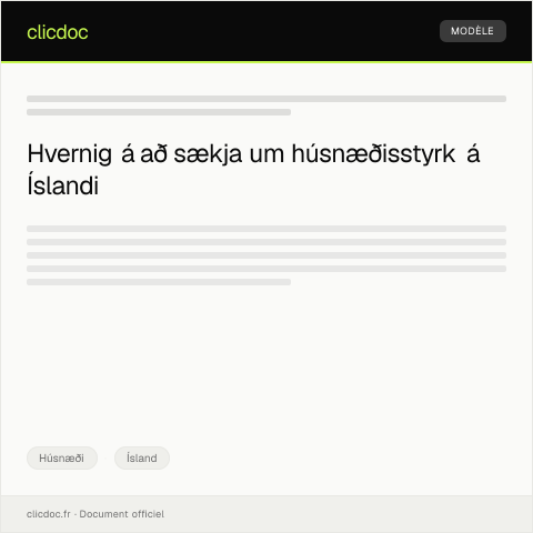 Document preview: Umsókn um húsnæðisstyrk — Húsnæði, Ísland