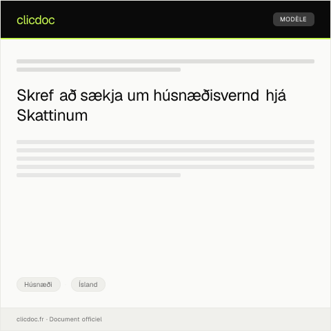 Document preview: Umsókn um húsnæðisvernd — Húsnæði, Ísland