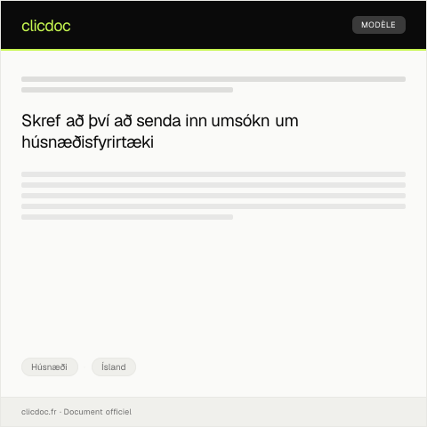 Document preview: Umsókn um húsnæðisfyrirtæki — Húsnæði, Ísland