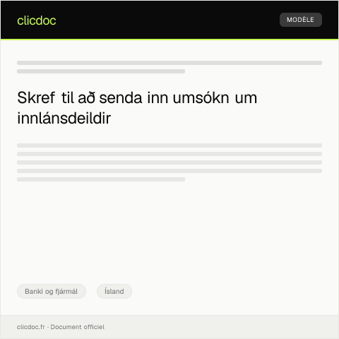 Document preview: Umsókn um innlánsdeildir — Banki og fjármál, Ísland