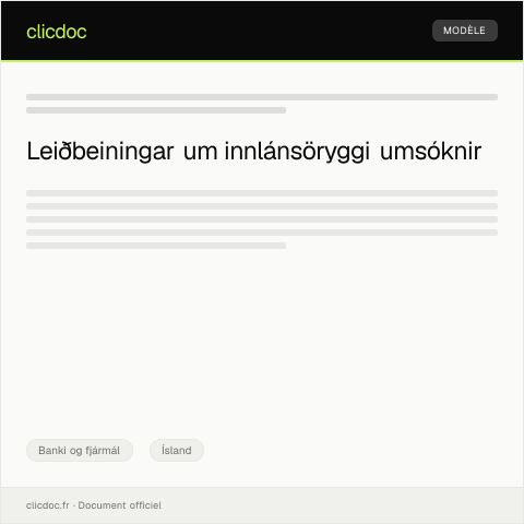 Document preview: Umsókn um innlánsöryggi — Banki og fjármál, Ísland